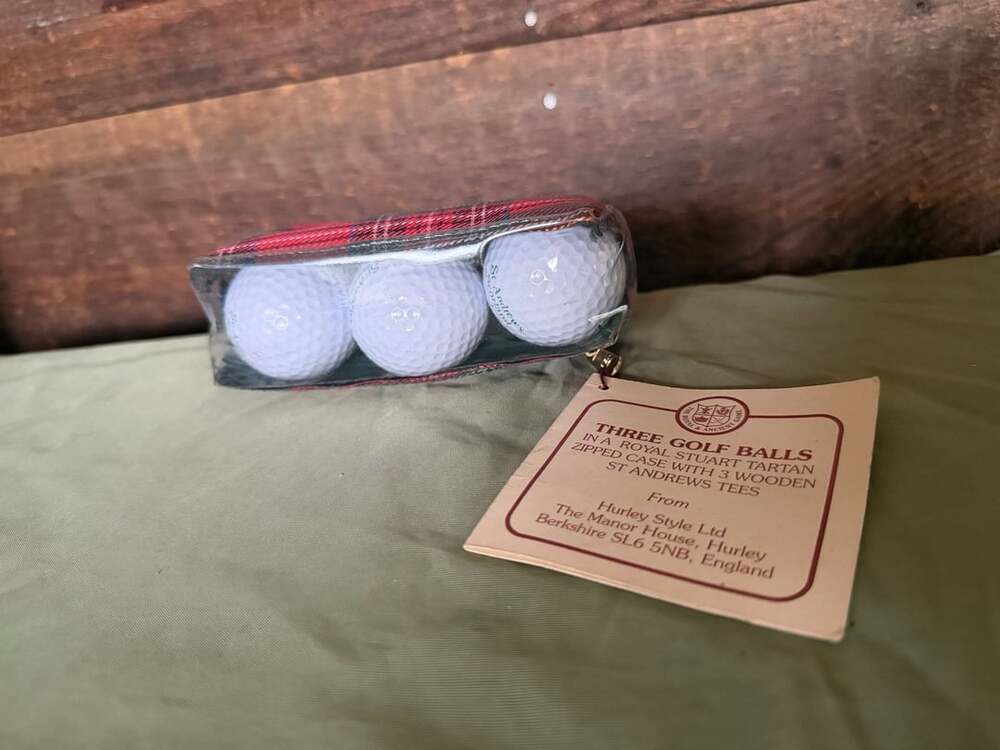 Hurley Style Ltd St. Andrews Golf Balls in Royal Stuart Tartan Zipped Case/Tees